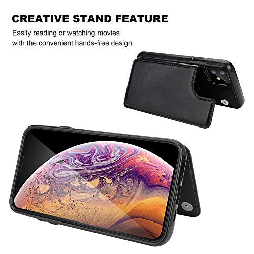 iPhone 11 Wallet Case with Card Holder,OT ONETOP PU Leather Kickstand Card Slots Case,Double Magnetic Clasp and Durable Shockproof Cover for iPhone 11 6.1 Inch(Black) iPhone 11 Wallet Case with Card Holder,OT ONETOP PU Leather Kickstand Card Slots Case,Double Magnetic Clasp and Durable Shockproof Cover for iPhone 11 6.1 Inch(Black)